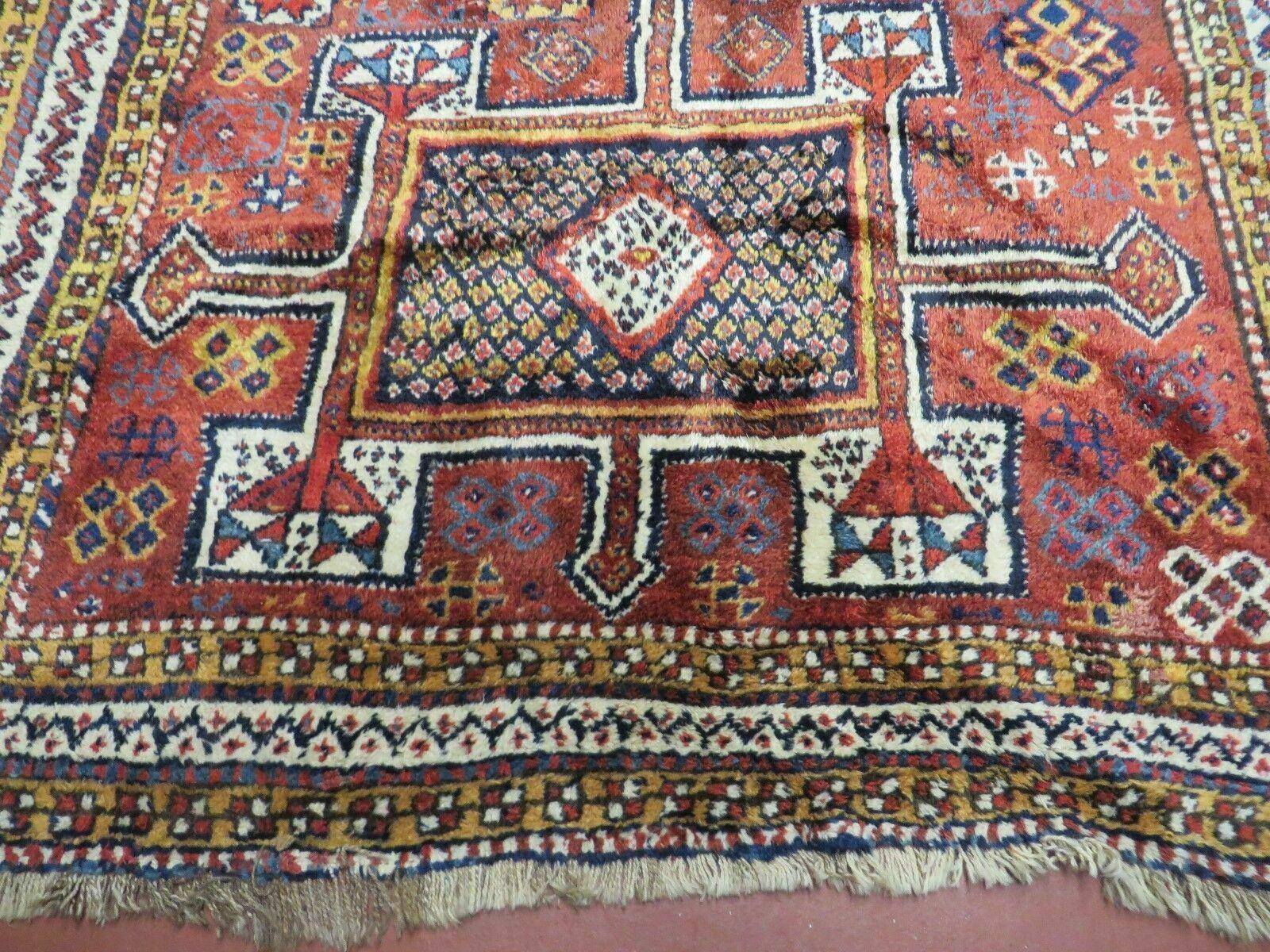 Antique Moroccan Runner Rug 4x9, Wide Runner, Hand Knotted Tribal Oriental Carpet, Hallway Rug, Geometric Medallions, Red, Bohemian Rug Nice - Nuvé