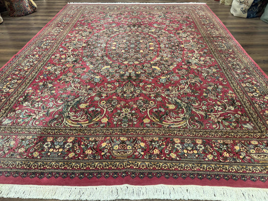 Sino Persian Rug 9x12, Fine 290 KPSI, Rose-Red, Floral Allover - Nuvé