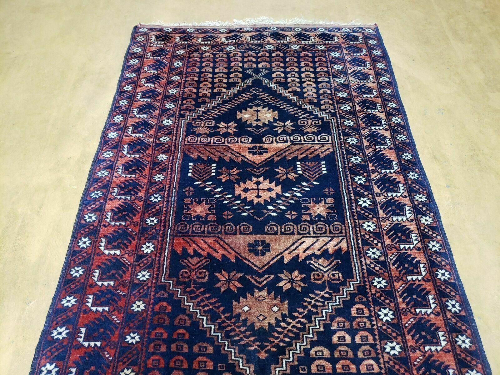3' 4" X 5' 6" Vintage Handmade Pakistan Balouchi Balouch Tribal Wool Rug Nice - Nuvé