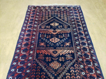 3' 4" X 5' 6" Vintage Handmade Pakistan Balouchi Balouch Tribal Wool Rug Nice - Nuvé