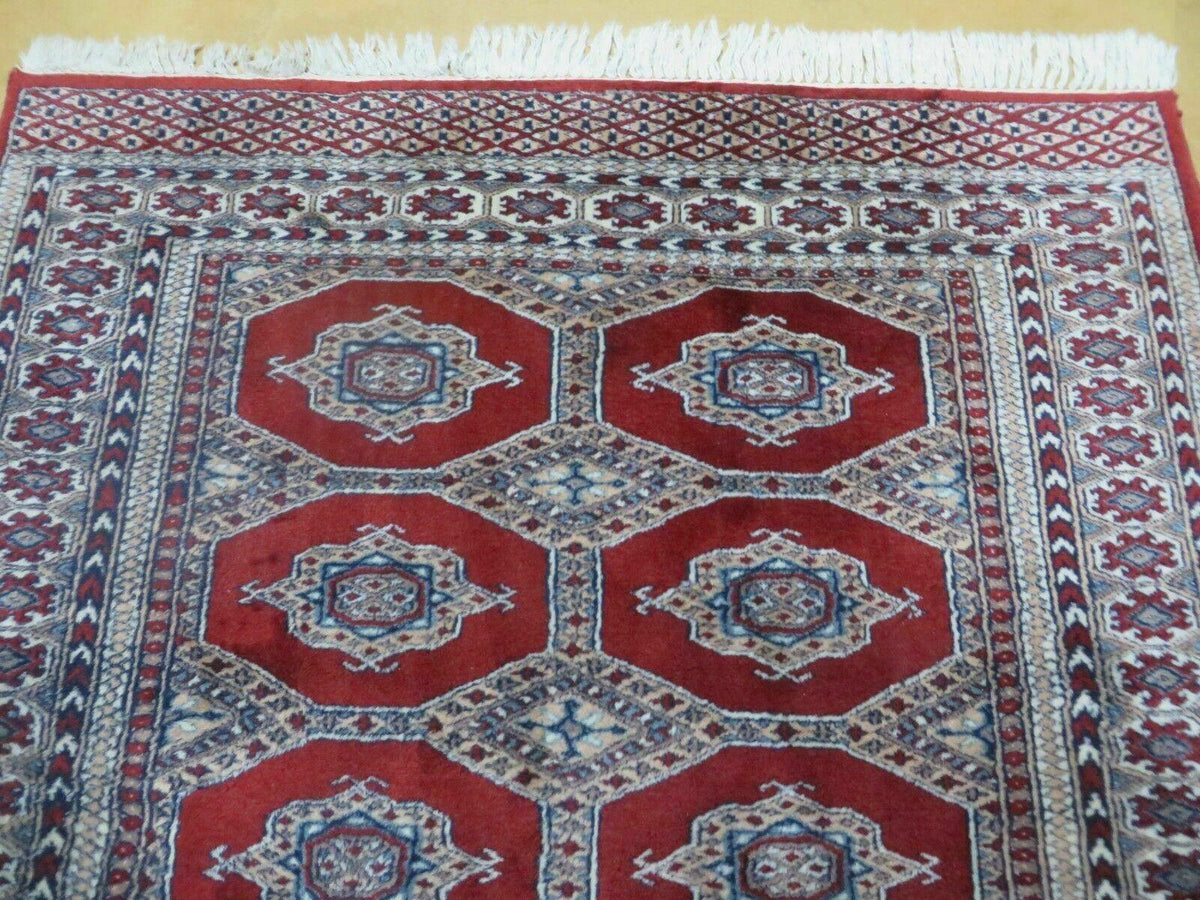 4' X 6' Vintage Handmade Pakistan Turkoman Bokhara Fine Woven Wool Rug Nice