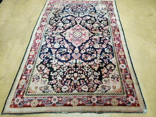 4' X 6' Antique Handmade India Floral Oriental Wool Rug Carpet Organic Blue - Nuvé