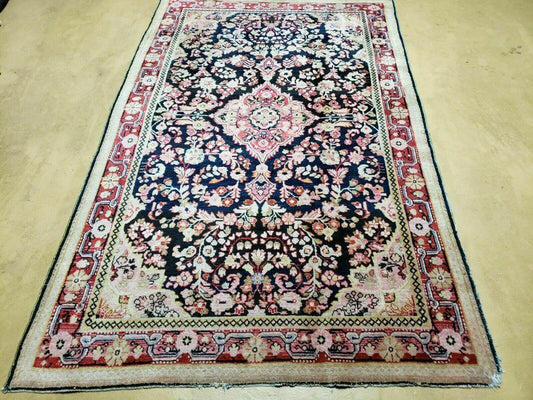 4' X 6' Antique Handmade India Floral Oriental Wool Rug Carpet Organic Blue - Nuvé
