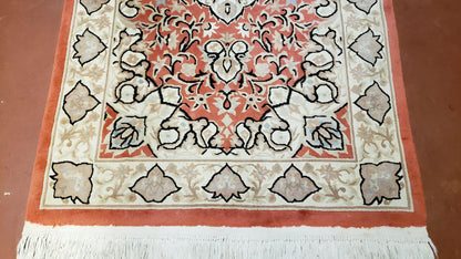 3x5 Red Chinese Plush Rug, Hand Knotted Soft Wool Carpet, Medallion Rug, Fine Vintage Rug, 120 Line, Small Area Rug - Nuvé