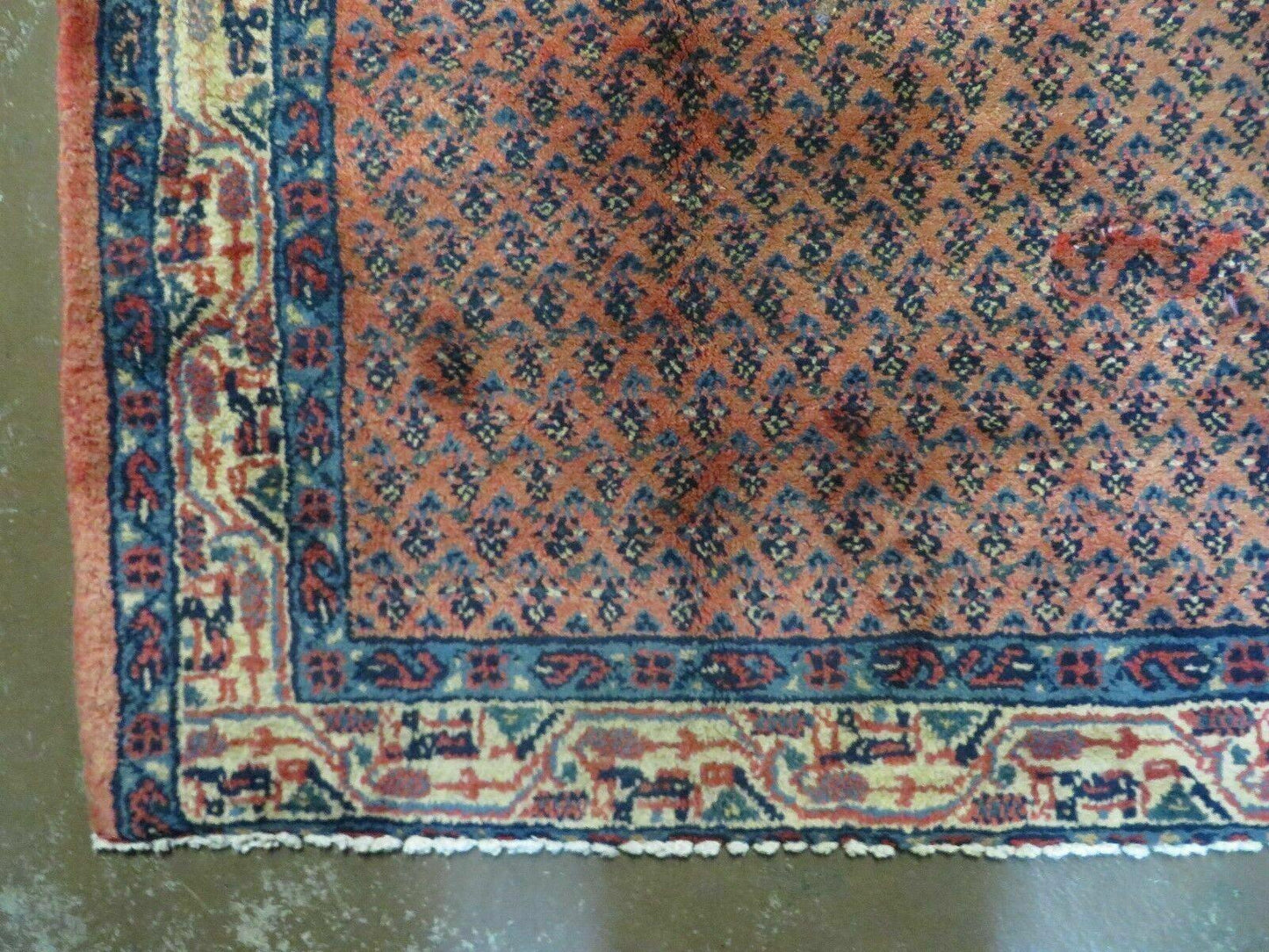 Antique Persian Seraband Runner 3.7 x 11 - Red, Wool, Mir Pattern - Nuvé