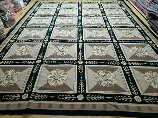 9' X 12' Handmade English Aubusson Savonnerie Design Needlepoint Wool Rug Nice - Nuvé