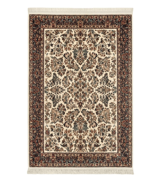 Karastan Rug 5.9 x 9, Ivory Sarouk #760, Wool Vintage Original Collection 700 Series