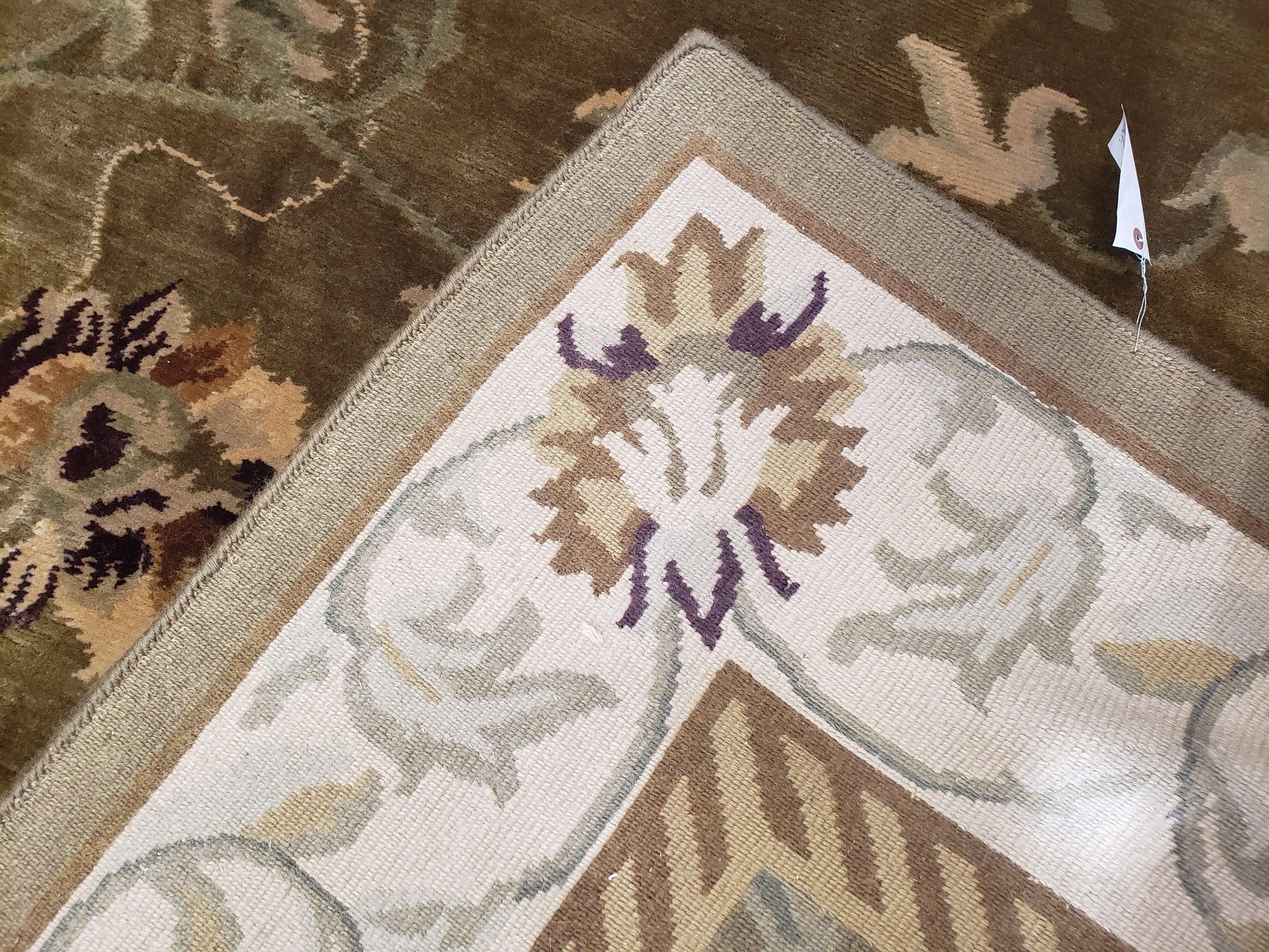8x10 Rug - Plush Tibetan Rug - Green & Beige Floral Rug - Large Handmade Wool Rug - 250x300 Carpet - Nuvé