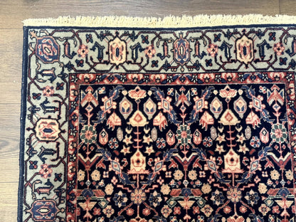 Indo Persian Runner Rug 2.8 x 12, Navy Blue, Floral, Fine 270 KPSI - Nuvé