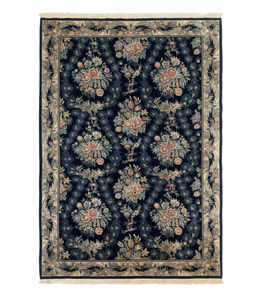 Sino Persian Rug 6x9, Navy Blue, Floral
