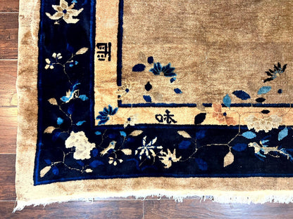 Antique Chinese Wool Rug 10x13, Large 1920s Peking Carpet, Handmade - Nuvé