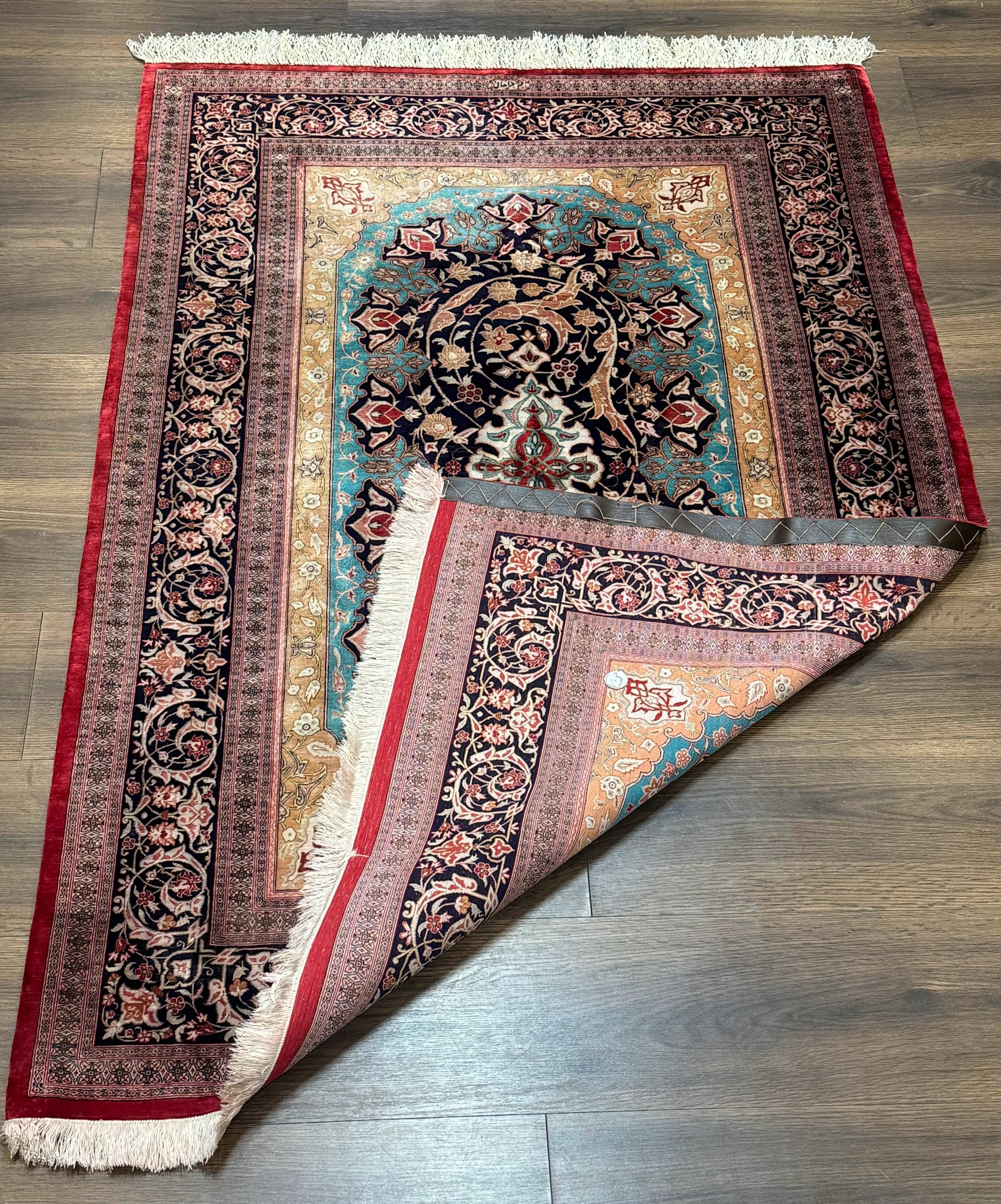 Magnificent Persian Qum Silk Rug 3x5, Exceptionally Fine 780 KPSI, Signed, Rare - Nuvé