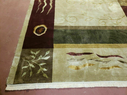 6' X 9' Modern Handmade Tibetan Nepal Wool & Silk Rug Decorative Abstract Gold - Nuvé