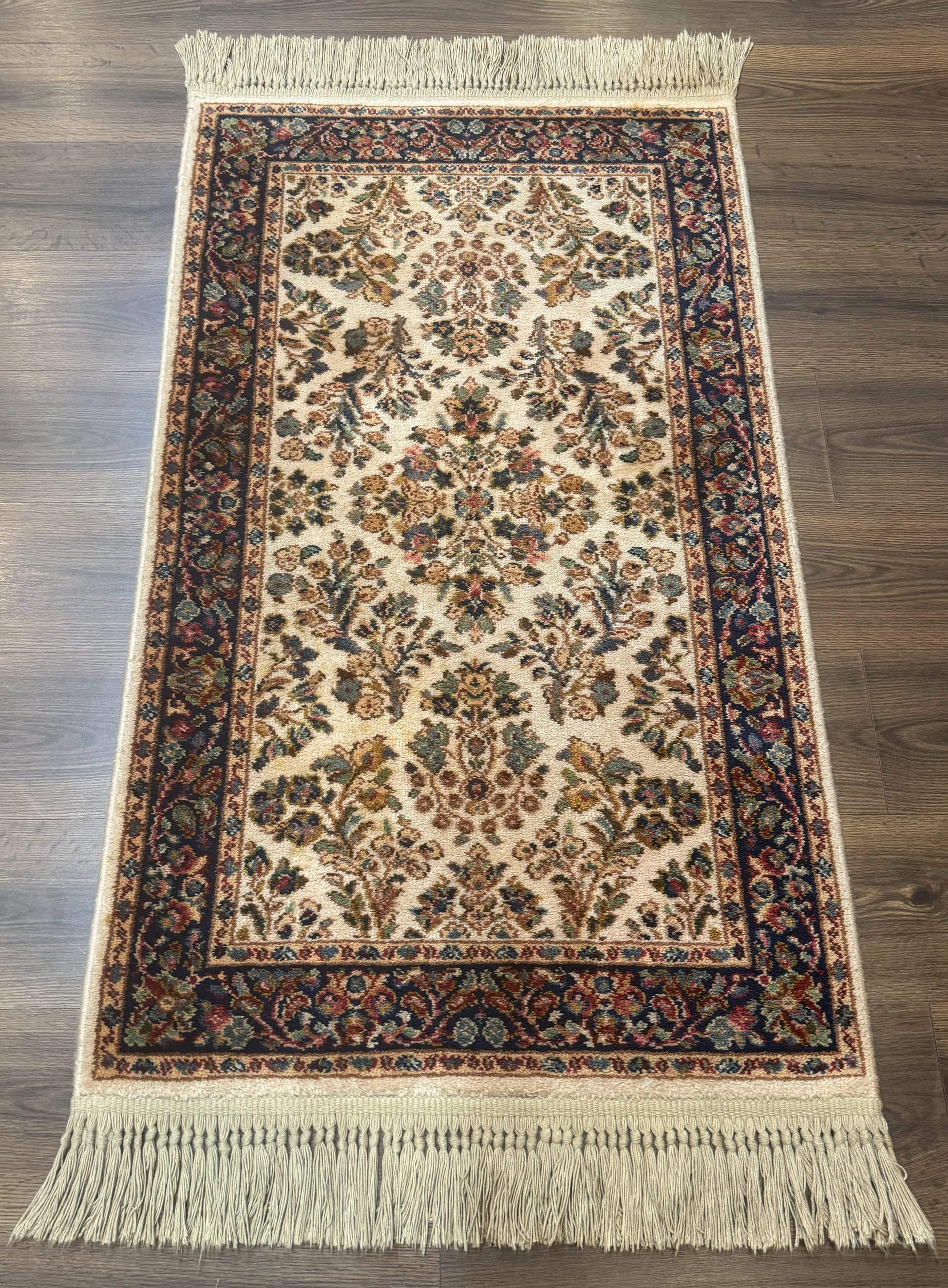 Karastan Rug 2x4, Ivory Sarouk #760, Vintage Wool Small Karastan Carpet, Original 700 Series, Discontinued - Nuvé