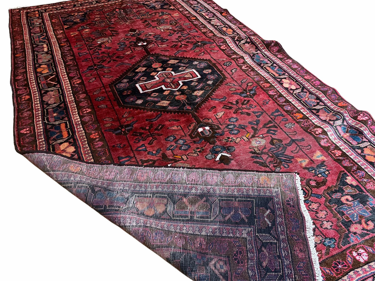 5.5 X 10 Handmade Wool Tribal Gallery Rug Wide Runner Corridor Rug Floral Red