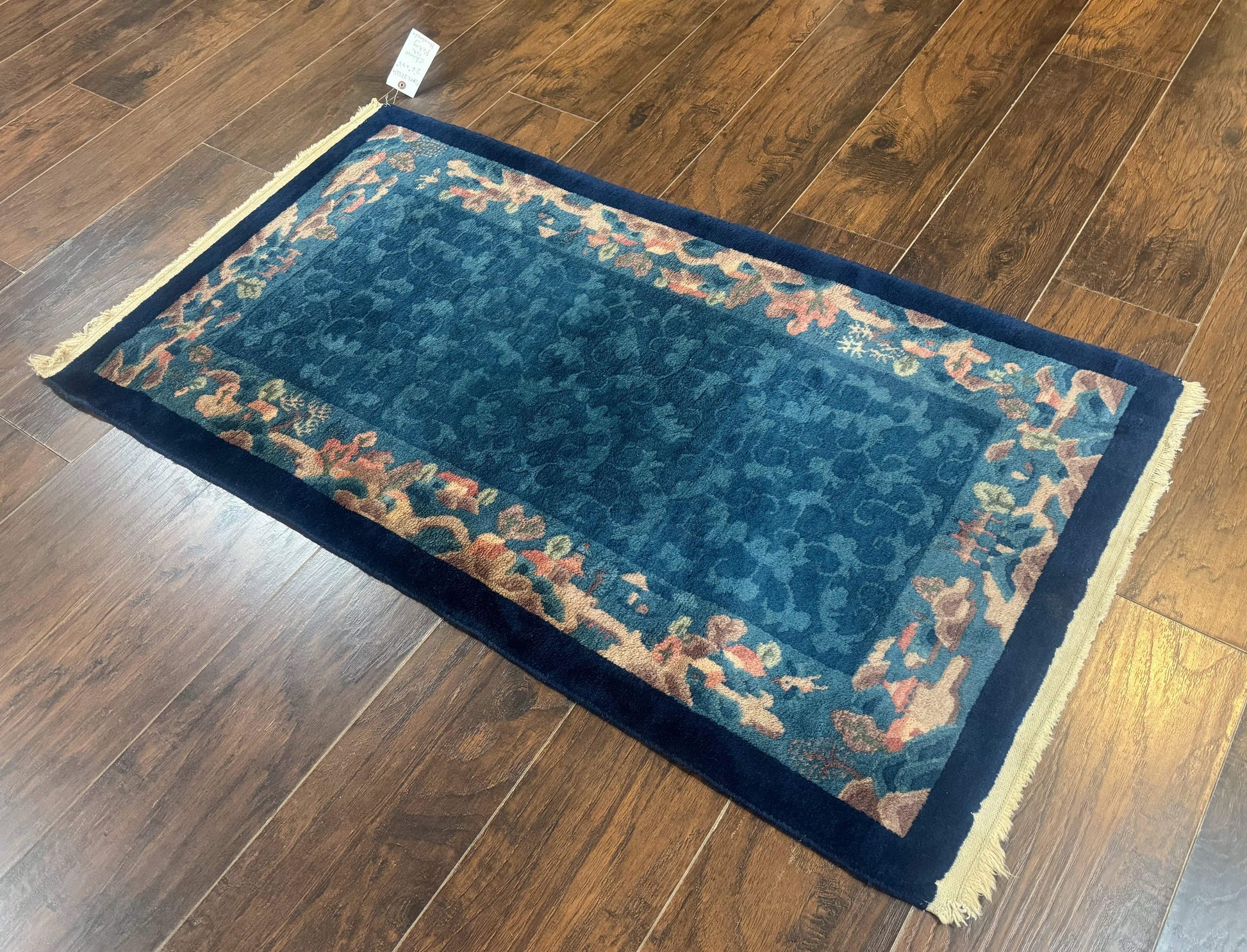 Blue Chinese Wool Rug 2.5 x 4, Peking Rug, Fete Rug, Semi Antique Chinese Carpet - Nuvé
