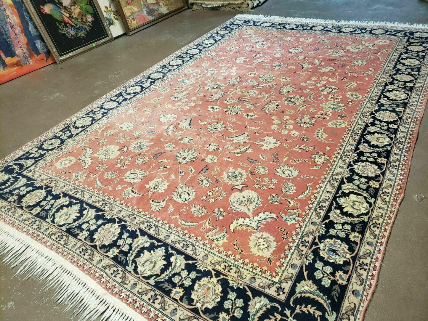 6' X 9' Vintage Fine Oriental Floral Handmade Wool Rug Vegetable Dyes Red Nice - Nuvé