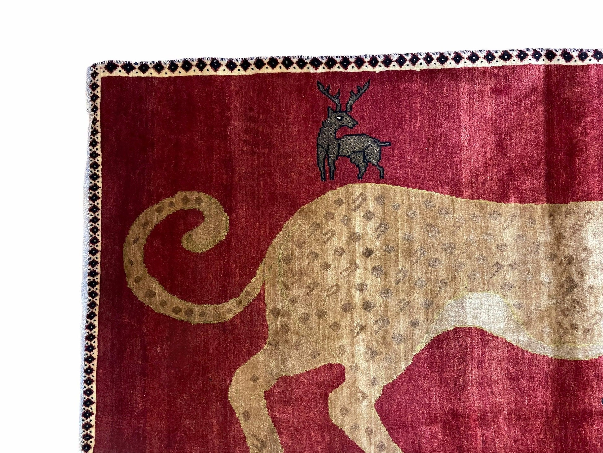 3.5 X 6 Handmade New Vintage Quality Wool Rug Leopard Red Tribal Hand-Knotted - Nuvé