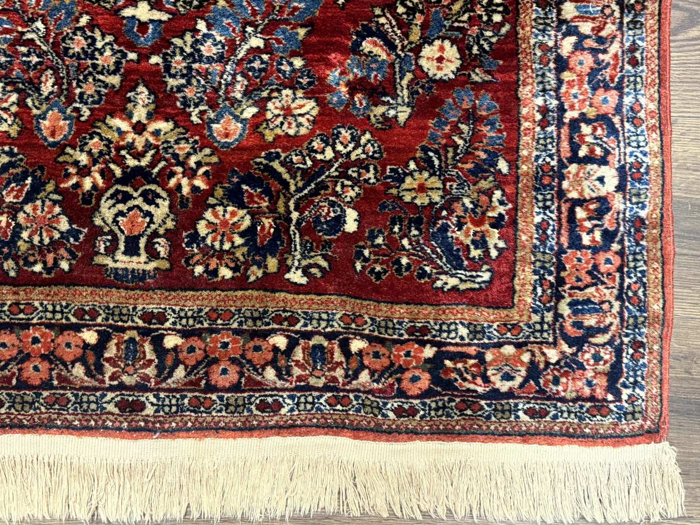 Antique Persian Sarouk Rug 3x5, Red, Floral, 200 KPSI - Nuvé