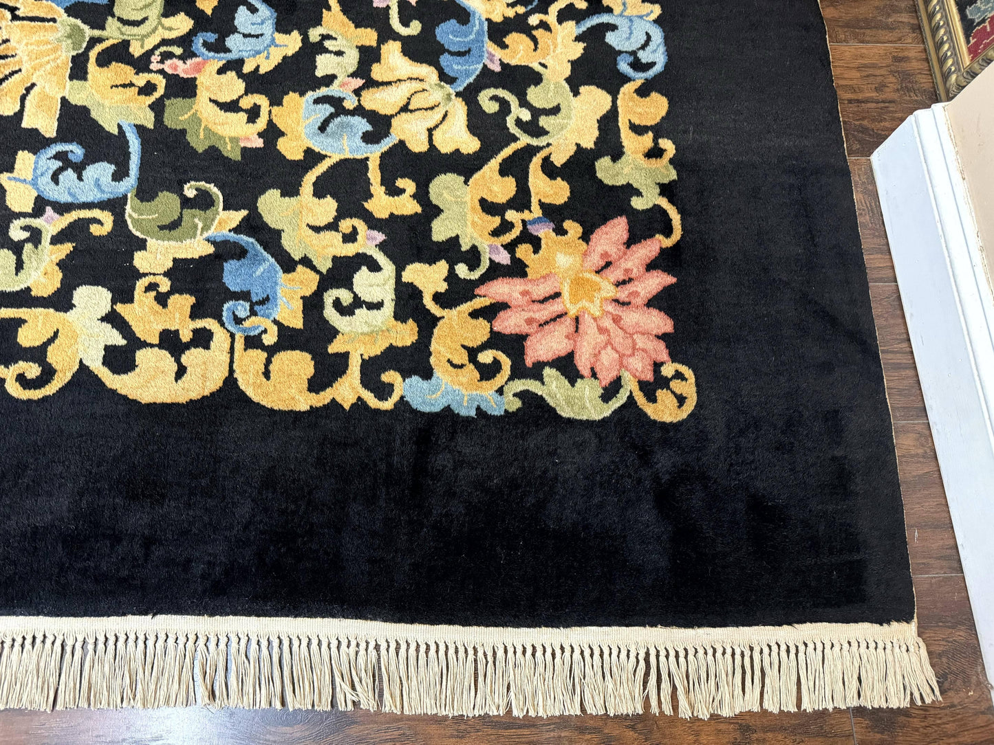 Antique Chinese Peking Rug 12.6 x 14.9, Palace Size Asian Oriental Carpet, Art Deco Rug, Rare - Nuvé