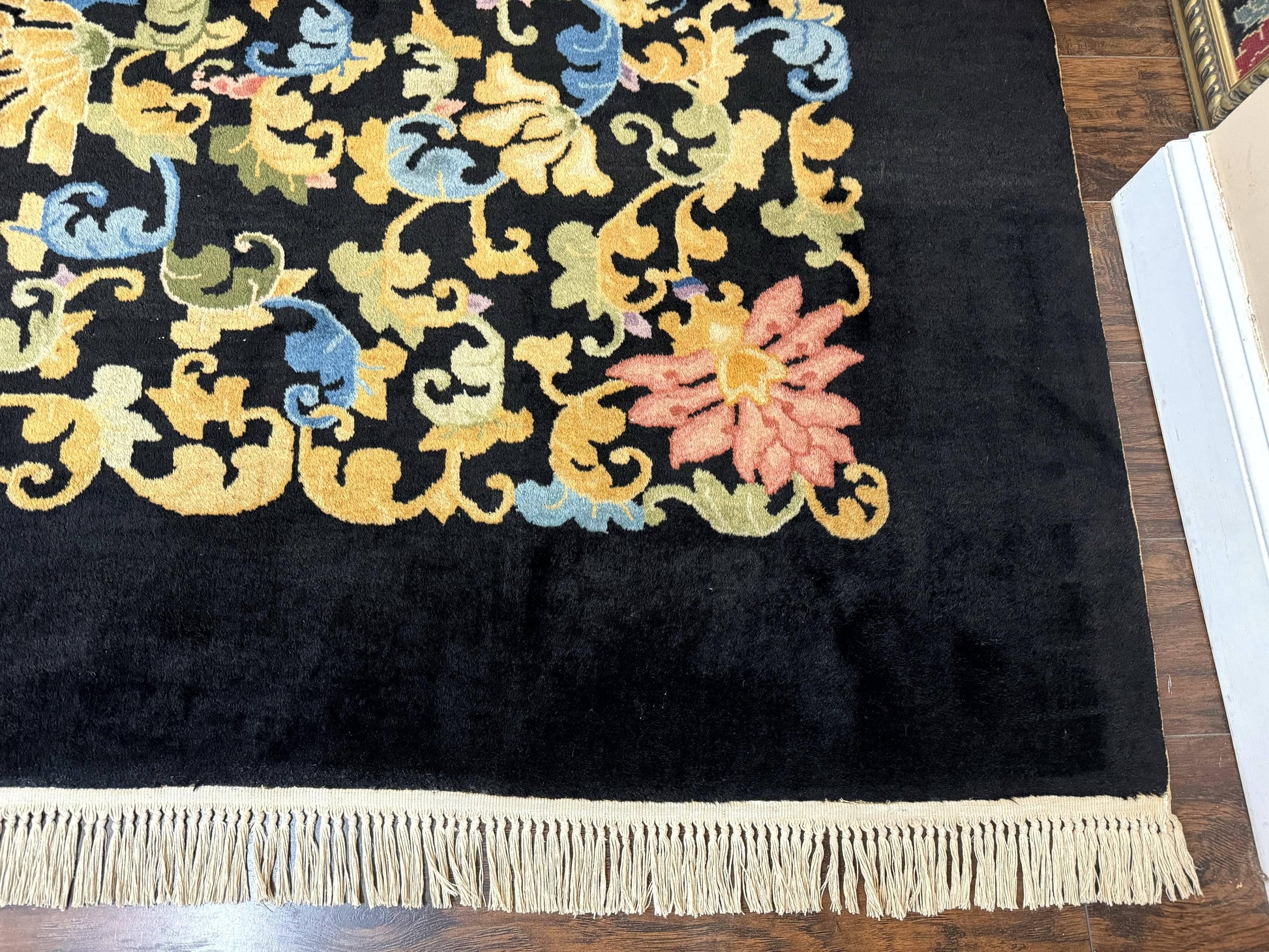 Antique Chinese Peking Rug 12.6 x 14.9, Palace Size Asian Oriental Carpet, Art Deco Rug, Rare - Nuvé