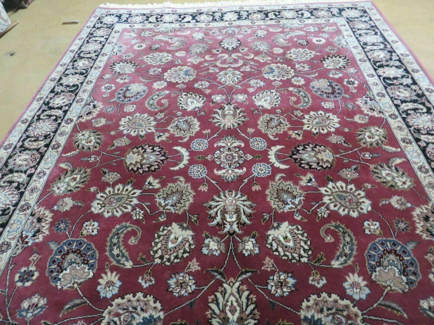 6' X 9' Vintage Handmade Fine India Floral Oriental Silk Accent Wool Rug Carpet - Nuvé