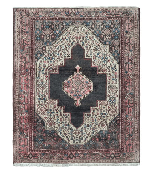 4' X 5' Antique Handmade India Floral Oriental Wool Rug Brown Vegetable Dyes