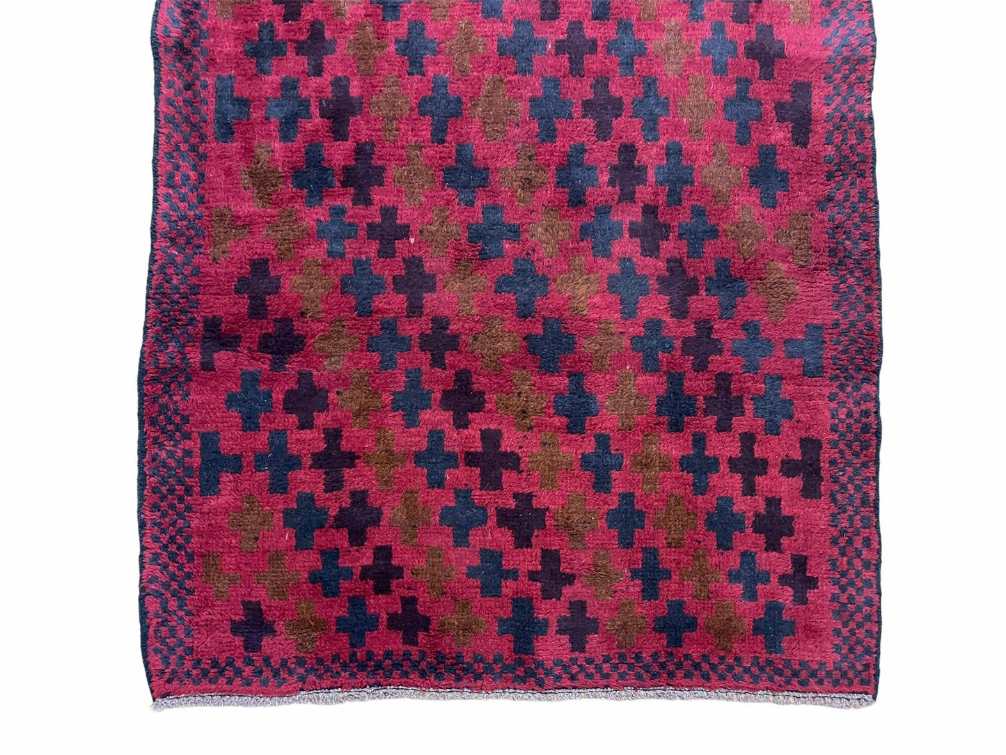 2' 10" X 4'8" Vintage Handmade Tribal Wool Rug Balouchi Rug Afghan Rug Red Beige - Nuvé