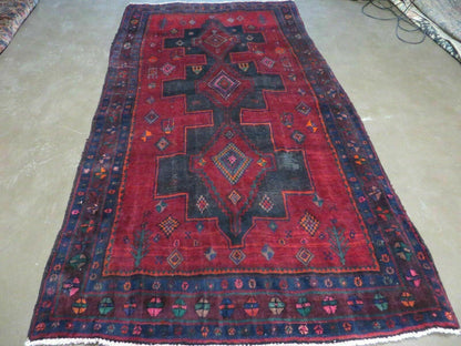 4' X 8' Antique Handmade India Geometric Oriental Wool Rug Veg Dyes Nice - Nuvé