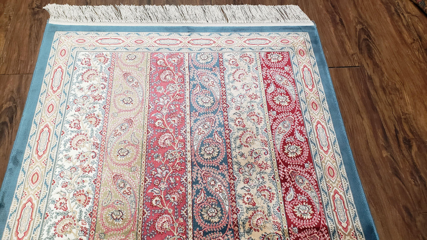 Paisley Pattern Silk Rug, Boteh Design, All Silk Accent Rug, Oriental Carpet, Very Detailed, 2' 8" x 4' 1", New, Bamboo Silk - Nuvé