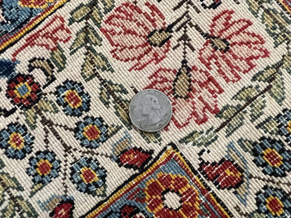 Persian Qum Rug 5x6, Cream Wool Hand Knotted Carpet, Repeated Boteh Paisely Design, Semi Antique Vintage Rug, Very Fine Weave 5 x 6 Rug - Nuvé