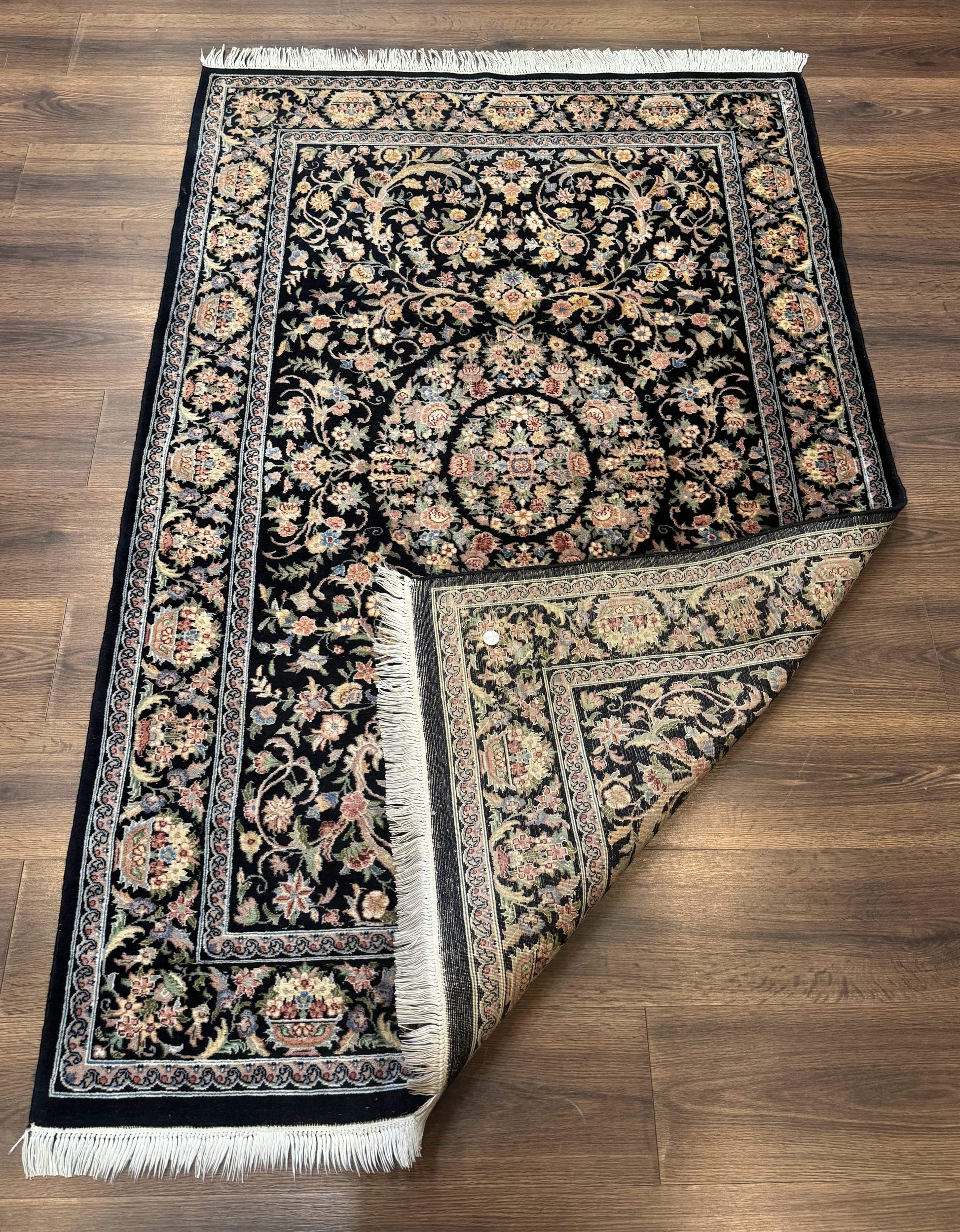 Sino Persian Rug 4x6, Very Fine 260 KPSI, Floral Medallion, Hand Knotted Wool Carpet - Nuvé