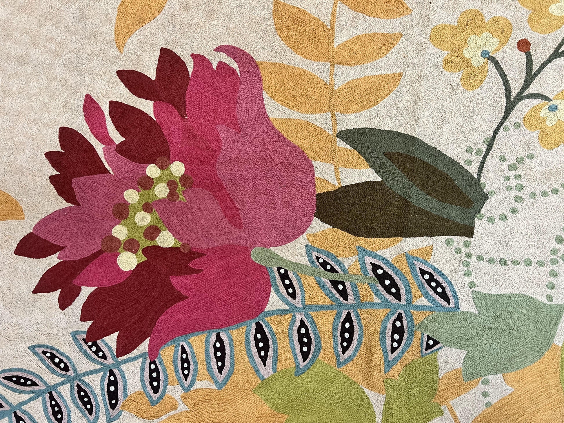 Indian Hand Stitched Rug 4x6, Floral, Silk, Large Floral Design - Nuvé