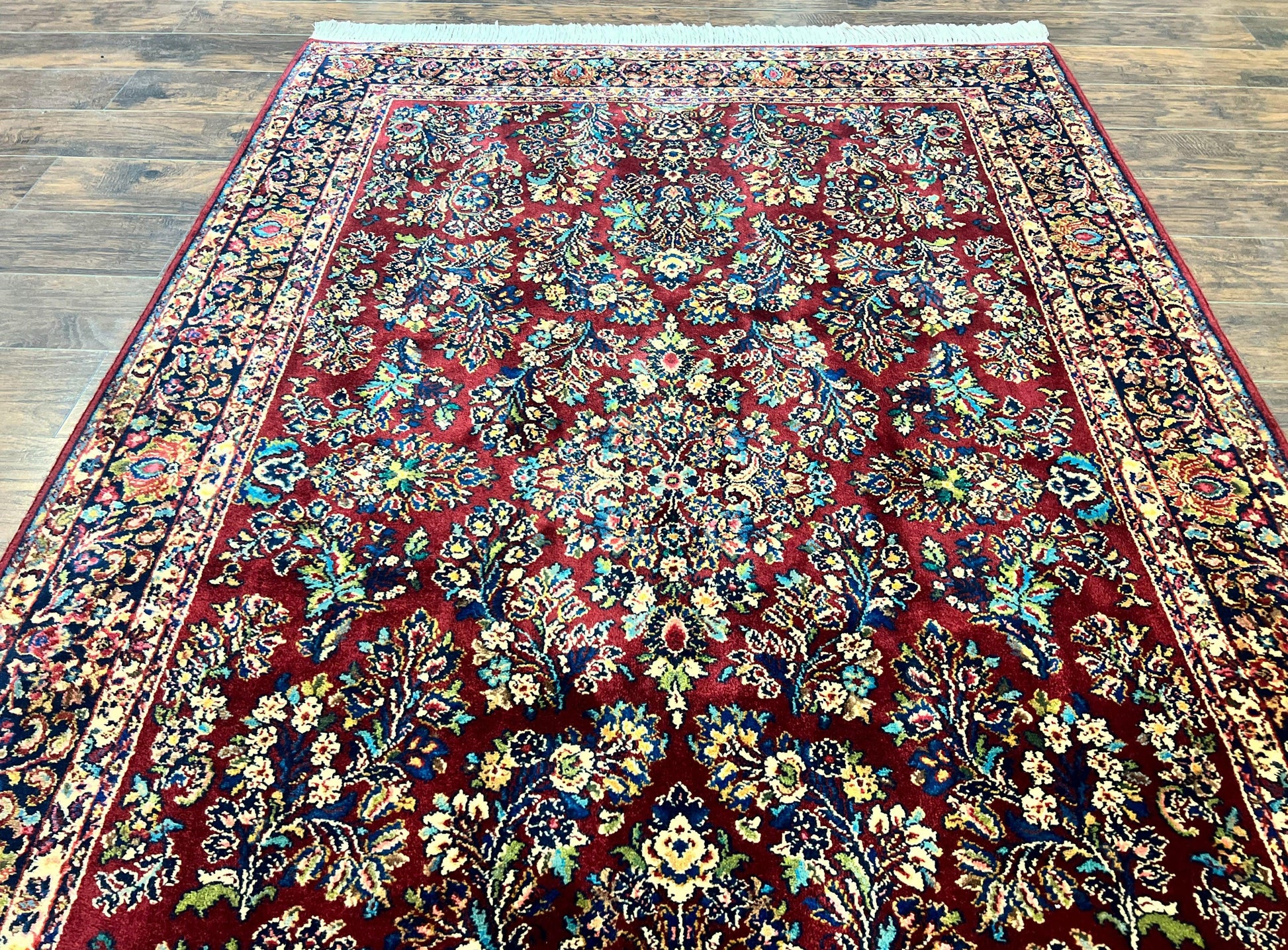 Karastan Rug 5.9 x 9 Red Sarouk Rug #785, Karastan Wool Rug, Karastan Carpet, Original 700 Series Vintage Karastan Oriental Rug Discontinued - Nuvé
