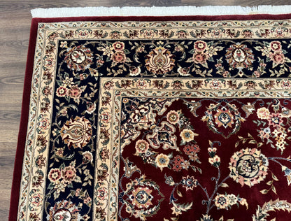Sino Persian Rug 9x11, Burgundy and Navy Blue, Fine 200 KPSI, Floral Allover - Nuvé