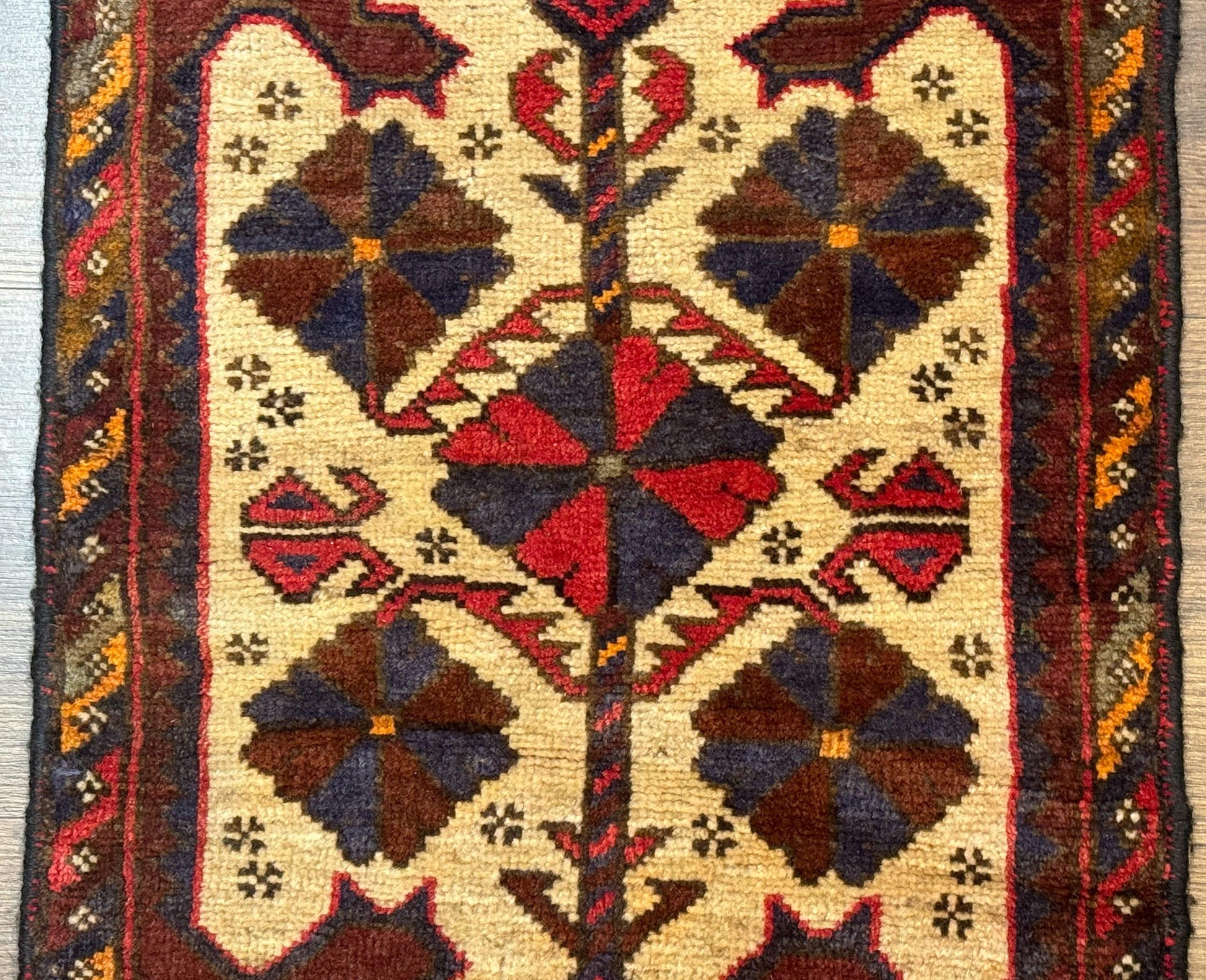 Small Persian Baluchi Tribal Rug, Tan, Handmade - Nuvé