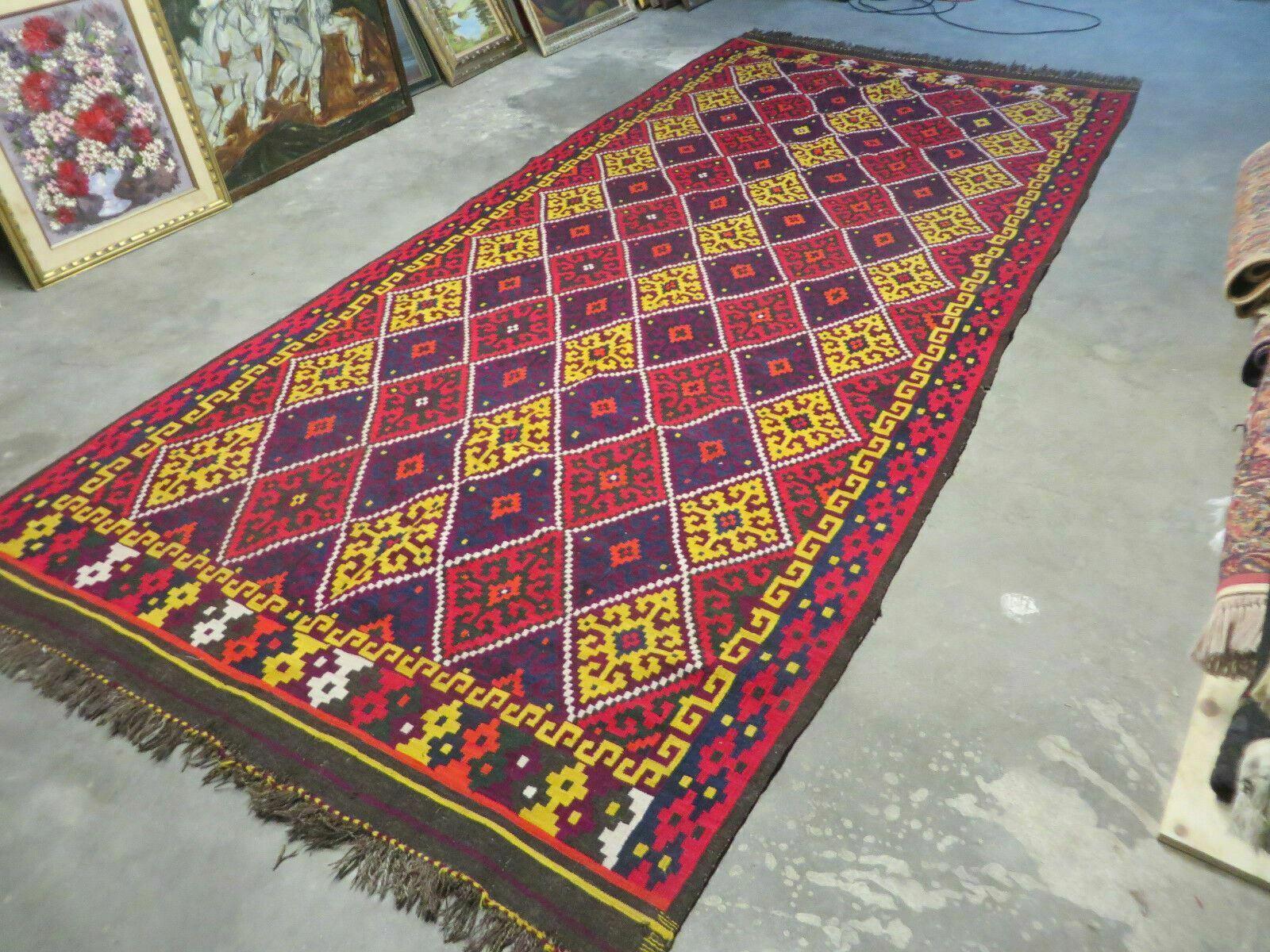 6' X 13' Antique Turkish Kilim Handmade Flat Weave Wool Rug Veg Dye - Nuvé