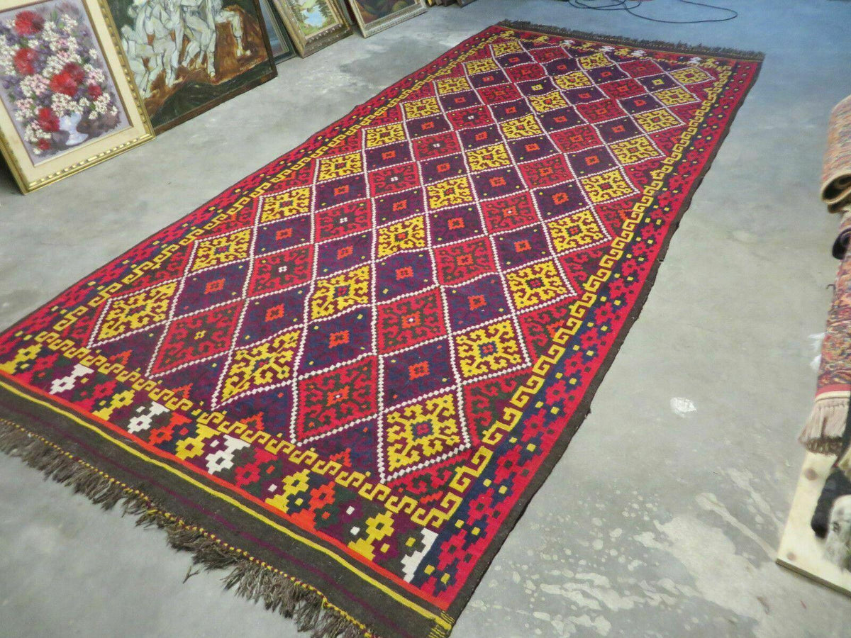 6' X 13' Antique Turkish Kilim Handmade Flat Weave Wool Rug Veg Dye