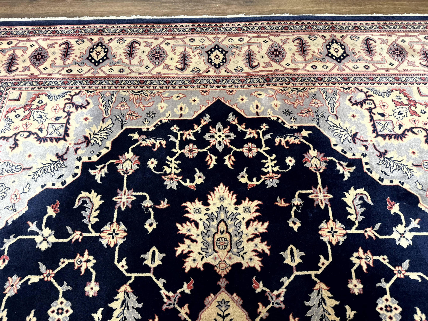 Karastan Rug 8x11 Navy Serapi, Kara Shah Rug, Navy Blue, Vintage Karastan Area Rug Wool Pile Karastan Rug - Nuvé