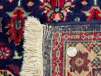 Large Persian Tabriz Rug 10x16, Navy Blue and Red, Allover Pattern, Vintage Hand Knotted Wool Carpet - Nuvé