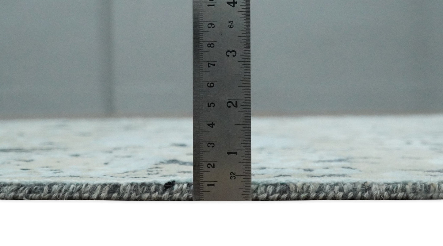 4x6 Fine Hand Knotted Aqua, Beige and Black Traditional Vintage Persian Style Antique Wool and Bamboo Silk Rug | AGR10 - Nuvé