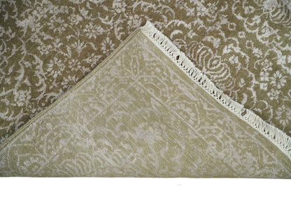 4x6 Fine Hand Knotted Olive and Silver Traditional Vintage Persian Style Antique Wool and SIlk Rug | AGR16 - Nuvé