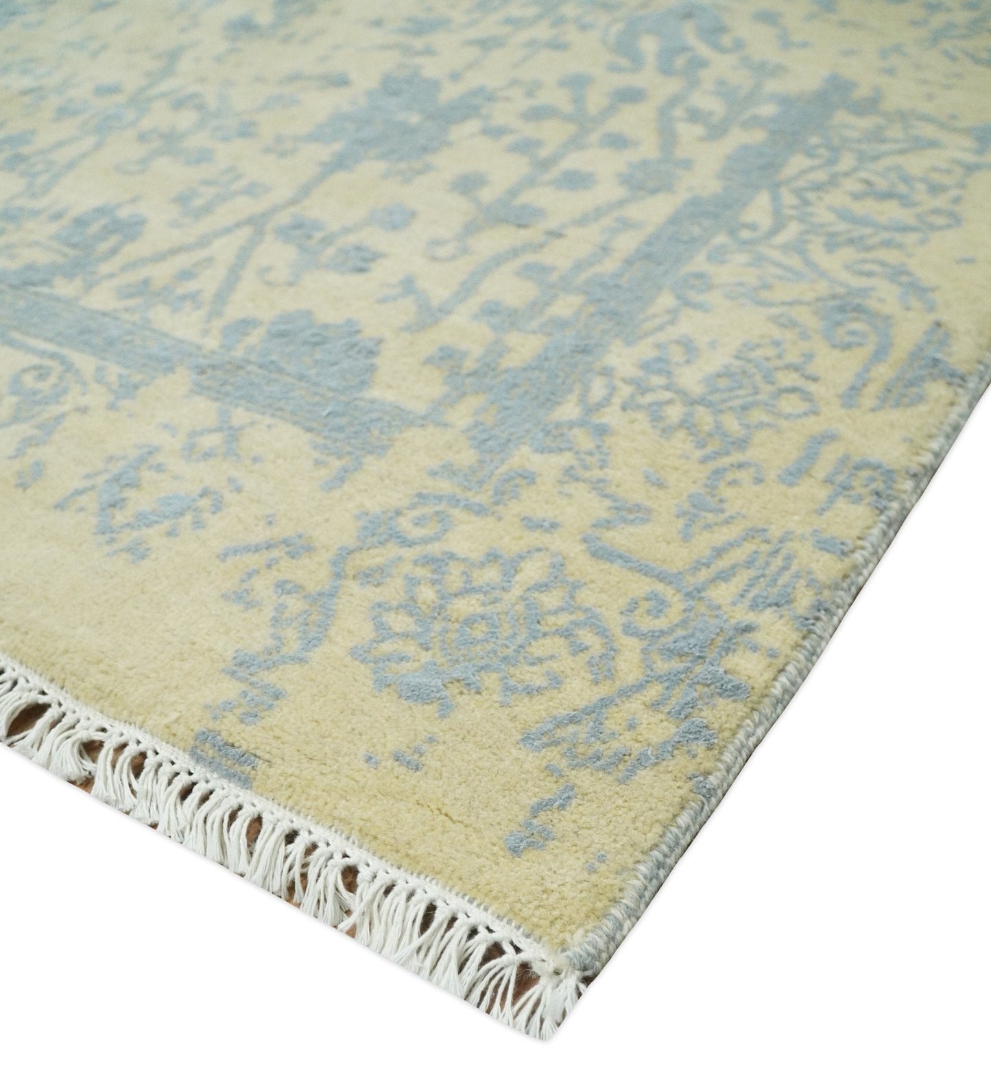 4x6 Fine Hand Knotted Gold and Silver Traditional Vintage Persian Style Antique Wool and Silk Rug | AGR11 - Nuvé