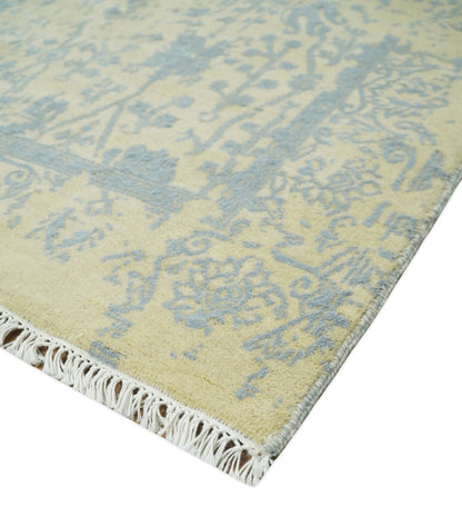 4x6 Fine Hand Knotted Gold and Silver Traditional Vintage Persian Style Antique Wool and Silk Rug | AGR11 - Nuvé