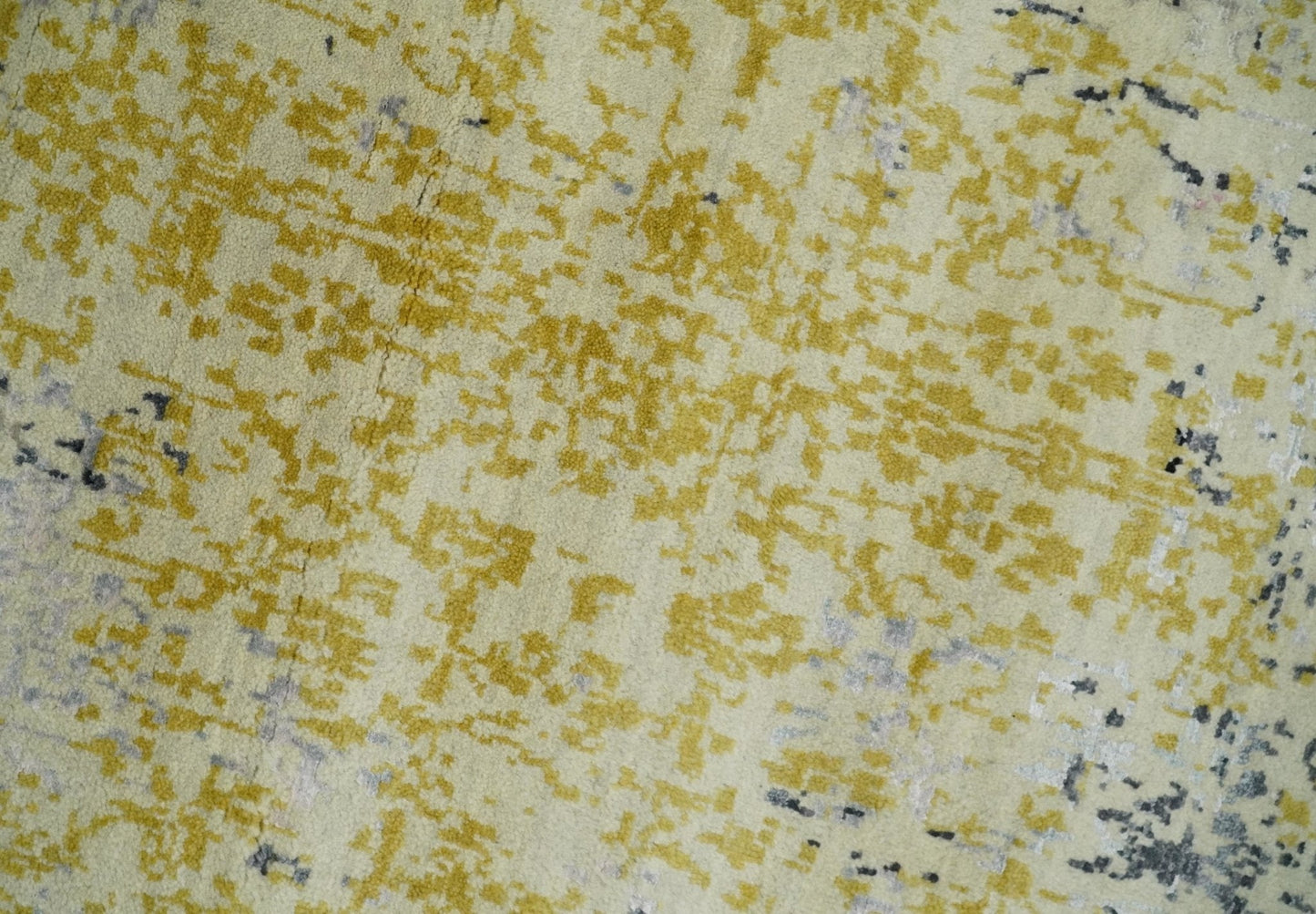 4x6 Fine Hand Knotted Gold, Gray and Ivory Modern Abstract Wool and SIlk Area Rug | AGR17 - Nuvé