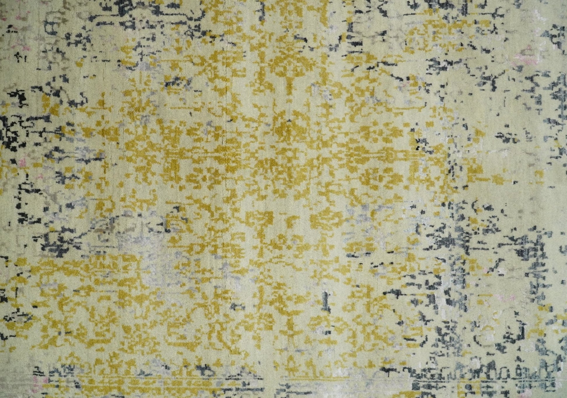 4x6 Fine Hand Knotted Gold, Gray and Ivory Modern Abstract Wool and SIlk Area Rug | AGR17 - Nuvé