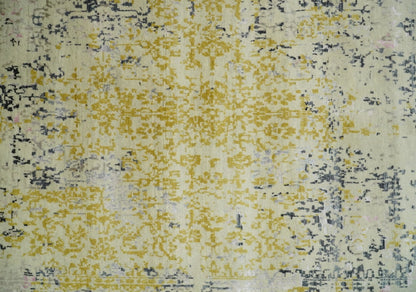 4x6 Fine Hand Knotted Gold, Gray and Ivory Modern Abstract Wool and SIlk Area Rug | AGR17 - Nuvé