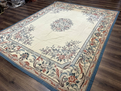 Ivory Needlepoint Rug 8x10, Wool Handmade Carpet - Nuvé