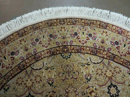 6' Handmade Fine Indian Wool Rug Carpet Round Silk Accent Beauty - Nuvé