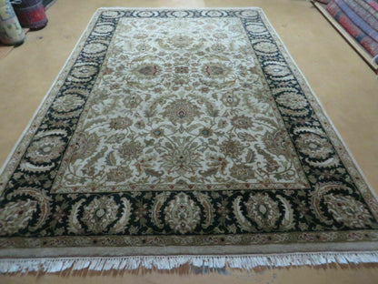 6' X 9' Vintage Handmade India Top Quality Jaipur Floral Oriental Tea Wash Nice - Nuvé